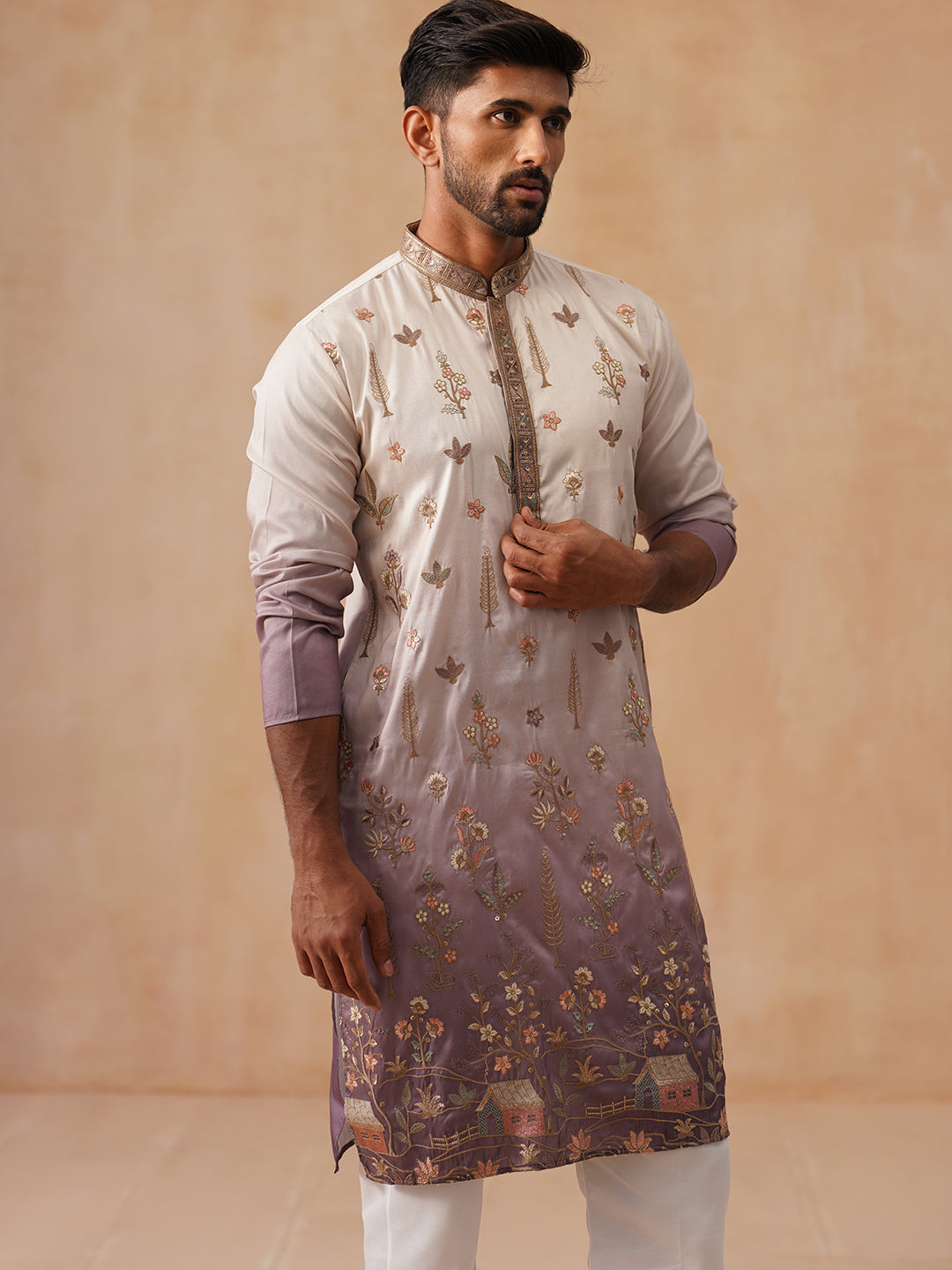 Men’s Ombre Kurta with Pyjama (JOKP P 5298 Purple ) [FF] [E-10-9]
