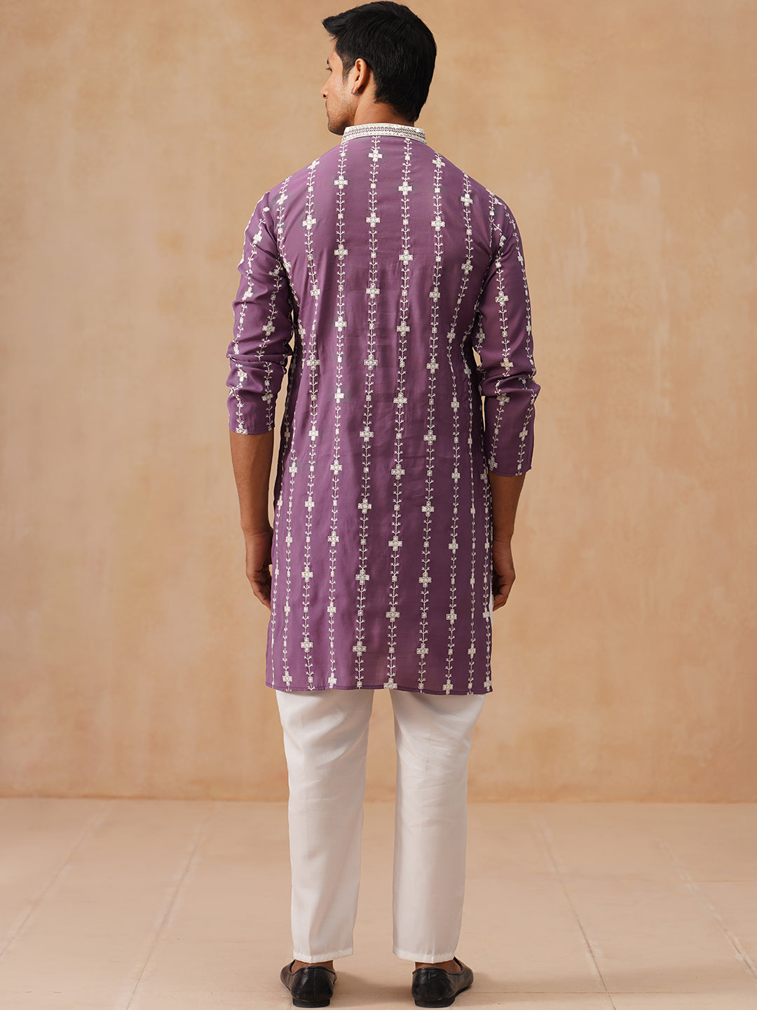 Classic Embroidered Kurta Pyjama Set (JOKP P 5299 Purple ) [FF] [O-8]