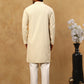 Men Embroidered Viscose Rayon Kurta with Pyjama ( JOKP P 5305Beige )