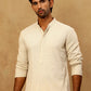 Men Embroidered Viscose Rayon Kurta with Pyjama ( JOKP P 5305Beige )