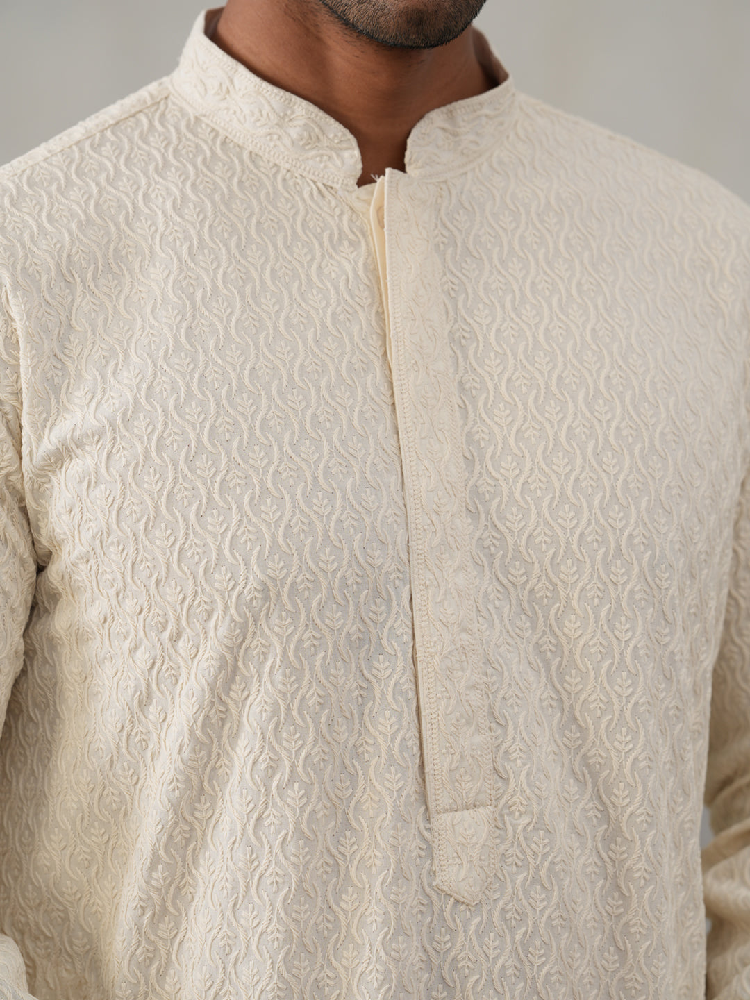 Men Embroidered Viscose Rayon Kurta with Pyjama ( JOKP P 5305 P 5305Cream ) [FF] [E-7-8]