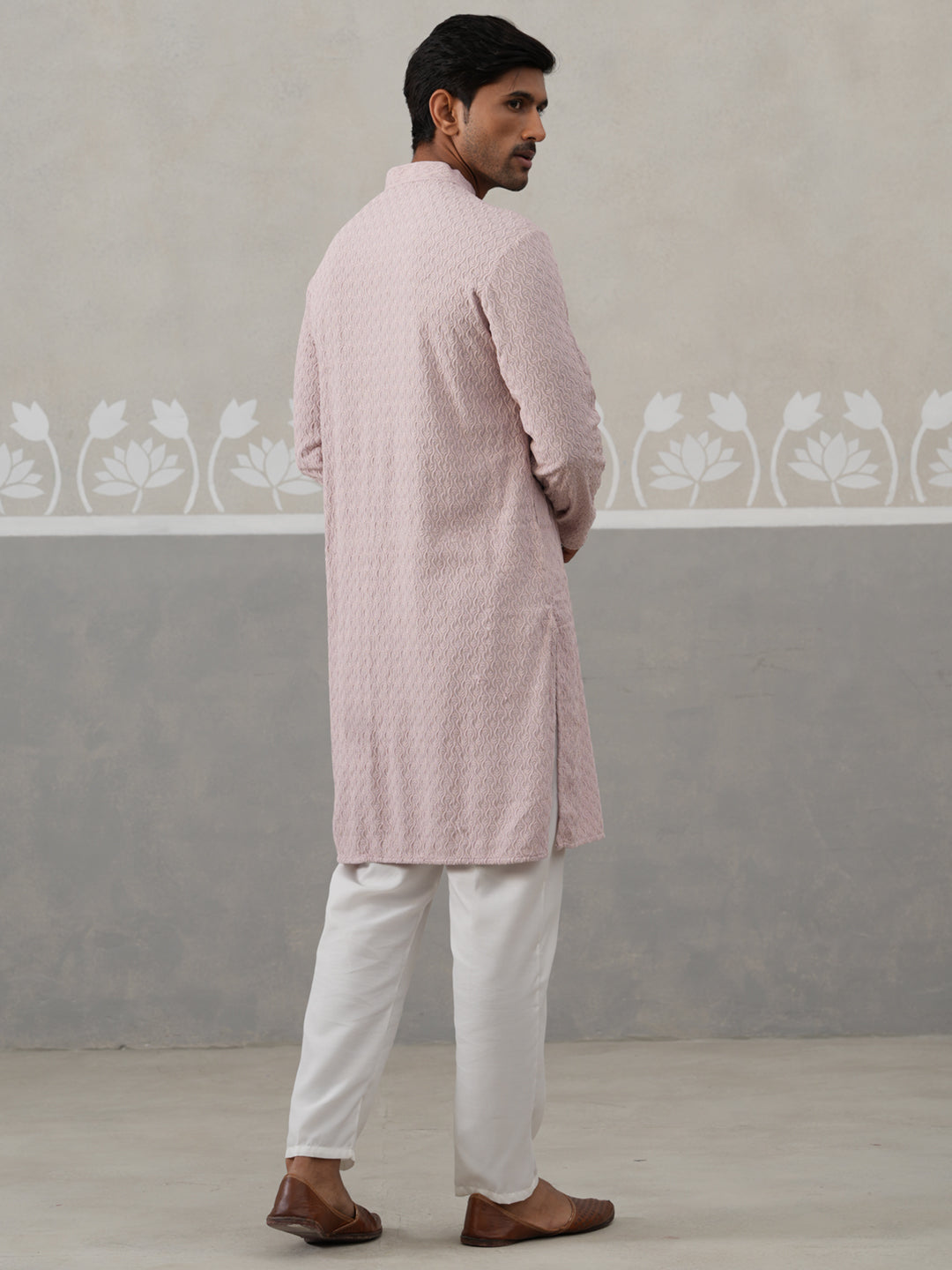Men Embroidered Viscose Rayon Kurta with Pyjama ( JOKP P 5305 P 5305Peach ) [FF] [E-7-8]