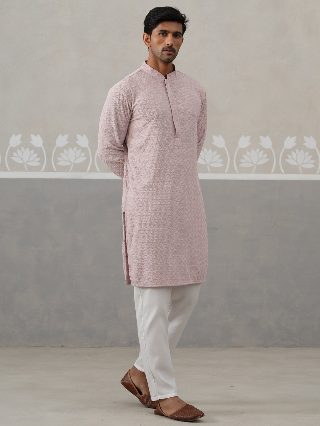 Men Embroidered Viscose Rayon Kurta with Pyjama ( JOKP P 5305 P 5305Peach ) [FF] [E-7-8]