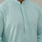 Men Embroidered Viscose Rayon Kurta with Pyjama ( JOKP P 5305 P 5305Sky ) [FF] [E-7-8]