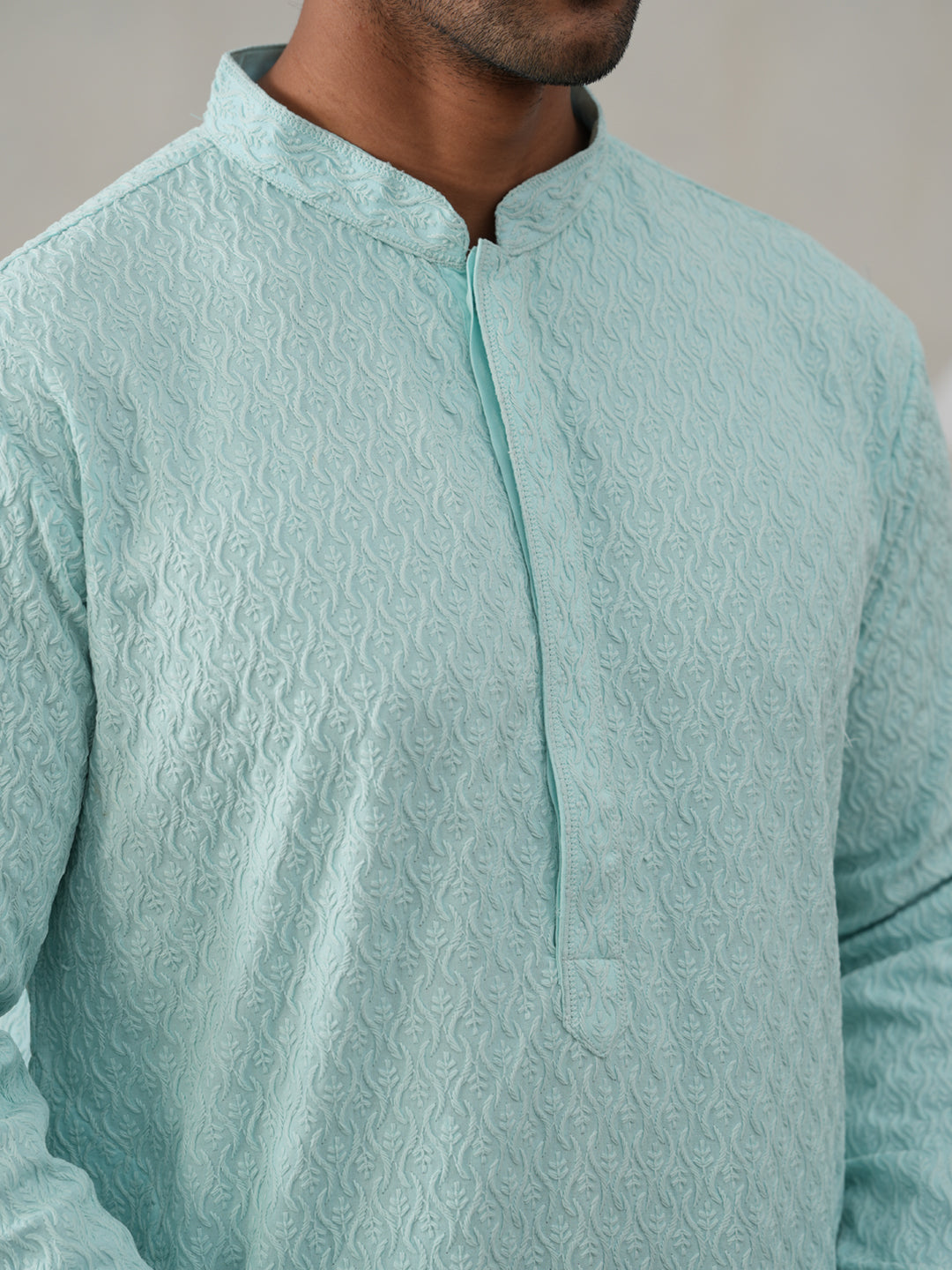 Men Embroidered Viscose Rayon Kurta with Pyjama ( JOKP P 5305 P 5305Sky ) [FF] [E-7-8]