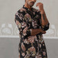 Men's Floral Printed Cotton Straight Kurta Pyjama Set (JOKP P 5307 Black ) [FF] [J-1]