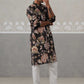 Men's Floral Printed Cotton Straight Kurta Pyjama Set (JOKP P 5307 Black ) [FF] [J-1]