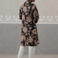 Men's Floral Printed Cotton Straight Kurta Pyjama Set (JOKP P 5307 Black ) [FF] [J-1]