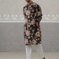 Men's Floral Printed Cotton Straight Kurta Pyjama Set (JOKP P 5307 Black ) [FF] [J-1]