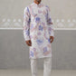 Men's Floral Printed Cotton Straight Kurta Pyjama Set (JOKP P 5307 Blue ) [FF] [J-1]