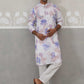 Men's Floral Printed Cotton Straight Kurta Pyjama Set (JOKP P 5307 Blue ) [FF] [J-1]