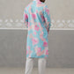 Men's Floral Printed Cotton Straight Kurta Pyjama Set ( JOKP P 5307 P 5307Sky ) [FF] [J-1]