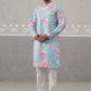 Men's Floral Printed Cotton Straight Kurta Pyjama Set ( JOKP P 5307 P 5307Sky ) [FF] [J-1]