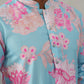 Men's Floral Printed Cotton Straight Kurta Pyjama Set ( JOKP P 5307 P 5307Sky ) [FF] [J-1]