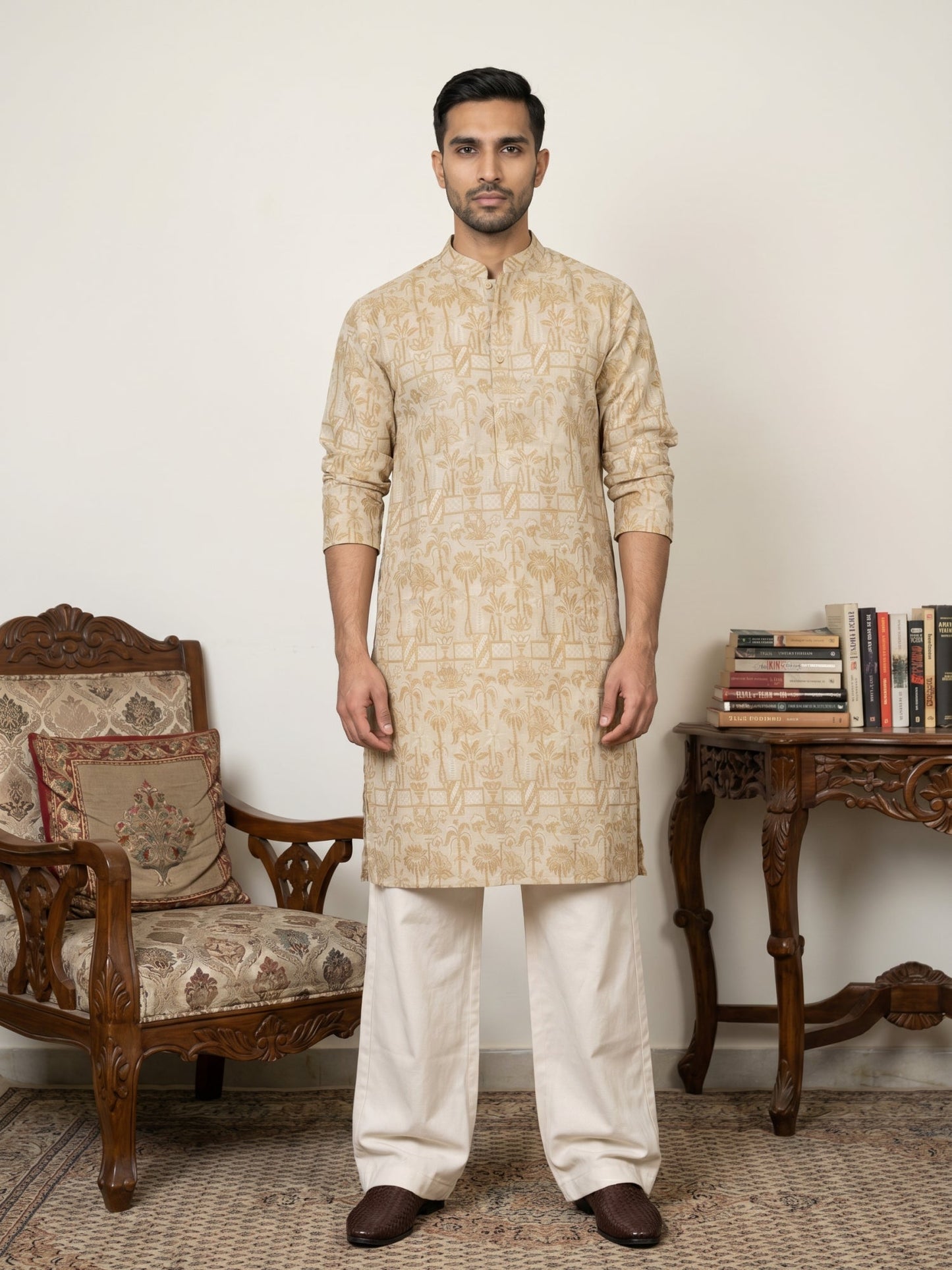 Designer Silk Blend Kurta with Korean Pants