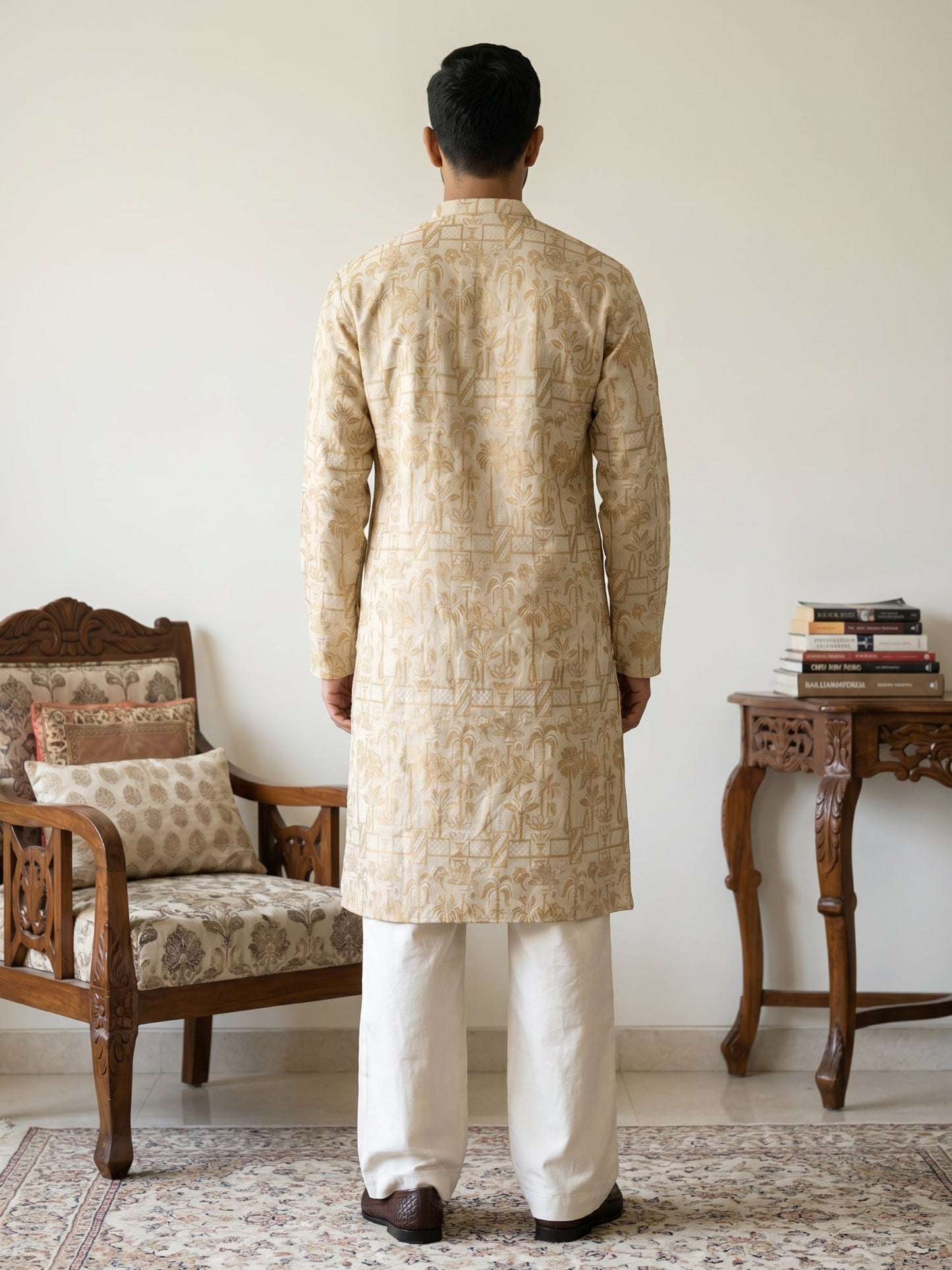 Designer Silk Blend Kurta with Korean Pants