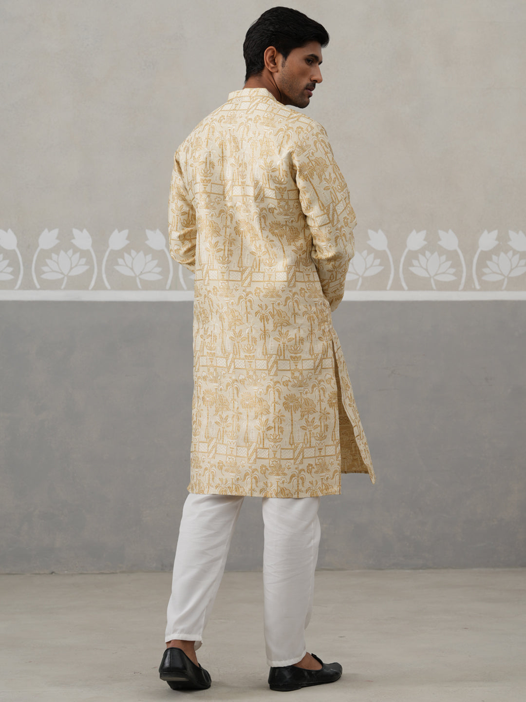 Designer Silk Blend Kurta Pyjama for Men ( JOKP P 5309 P 5309Golden ) [FF] [A-1-4]