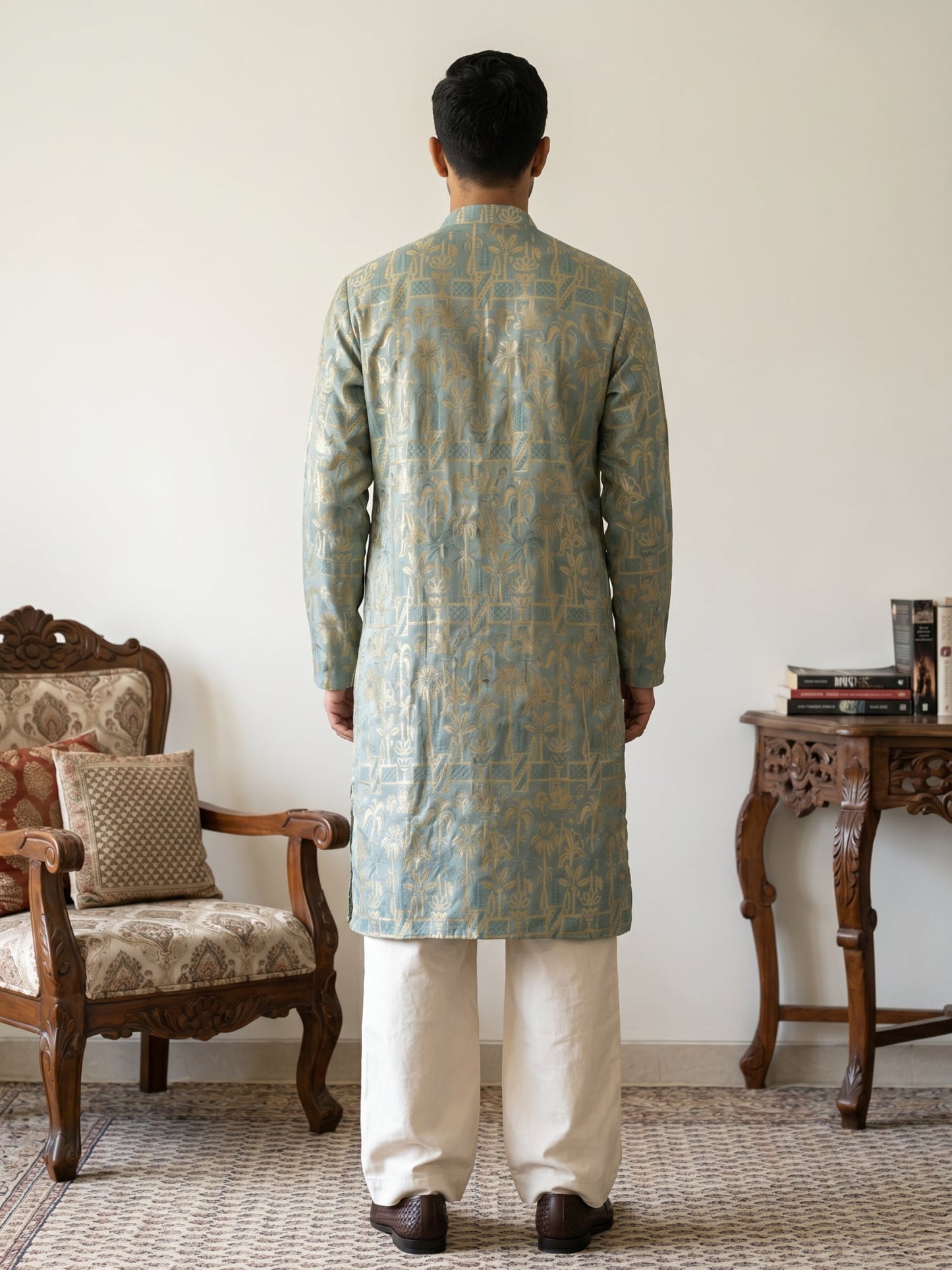 Designer Silk Blend Kurta with Korean Pants