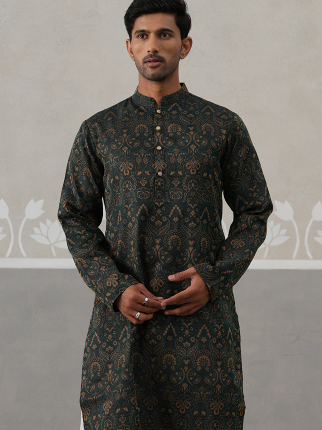Silk Blend Designer Kurta Pyjama for Men ( JOKP P 5311 P 5311Olive ) [FF] [A-1-4]