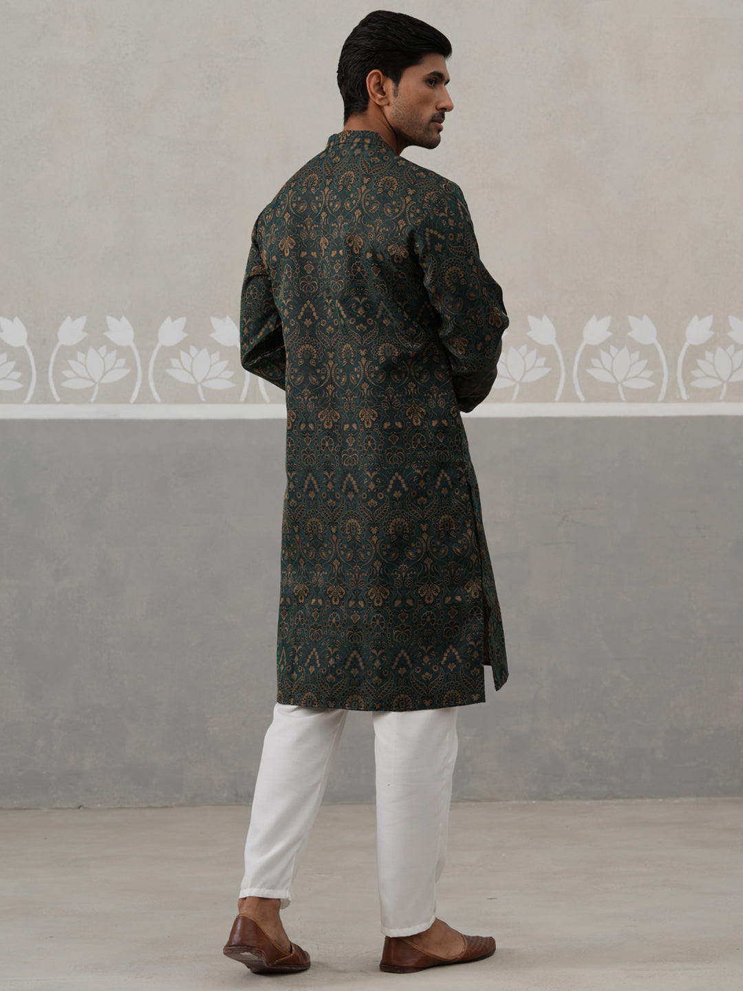 Silk Blend Designer Kurta Pyjama for Men ( JOKP P 5311 P 5311Olive ) [FF] [A-1-4]