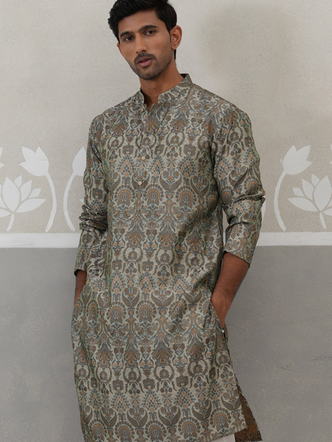Silk Blend Designer Kurta Pyjama for Men ( JOKP P 5311 P 5311Sea-Green ) [FF] [A-1-4]