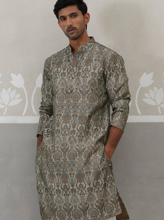 Silk Blend Designer Kurta Pyjama for Men ( JOKP P 5311 P 5311Sea-Green ) [FF] [A-1-4]
