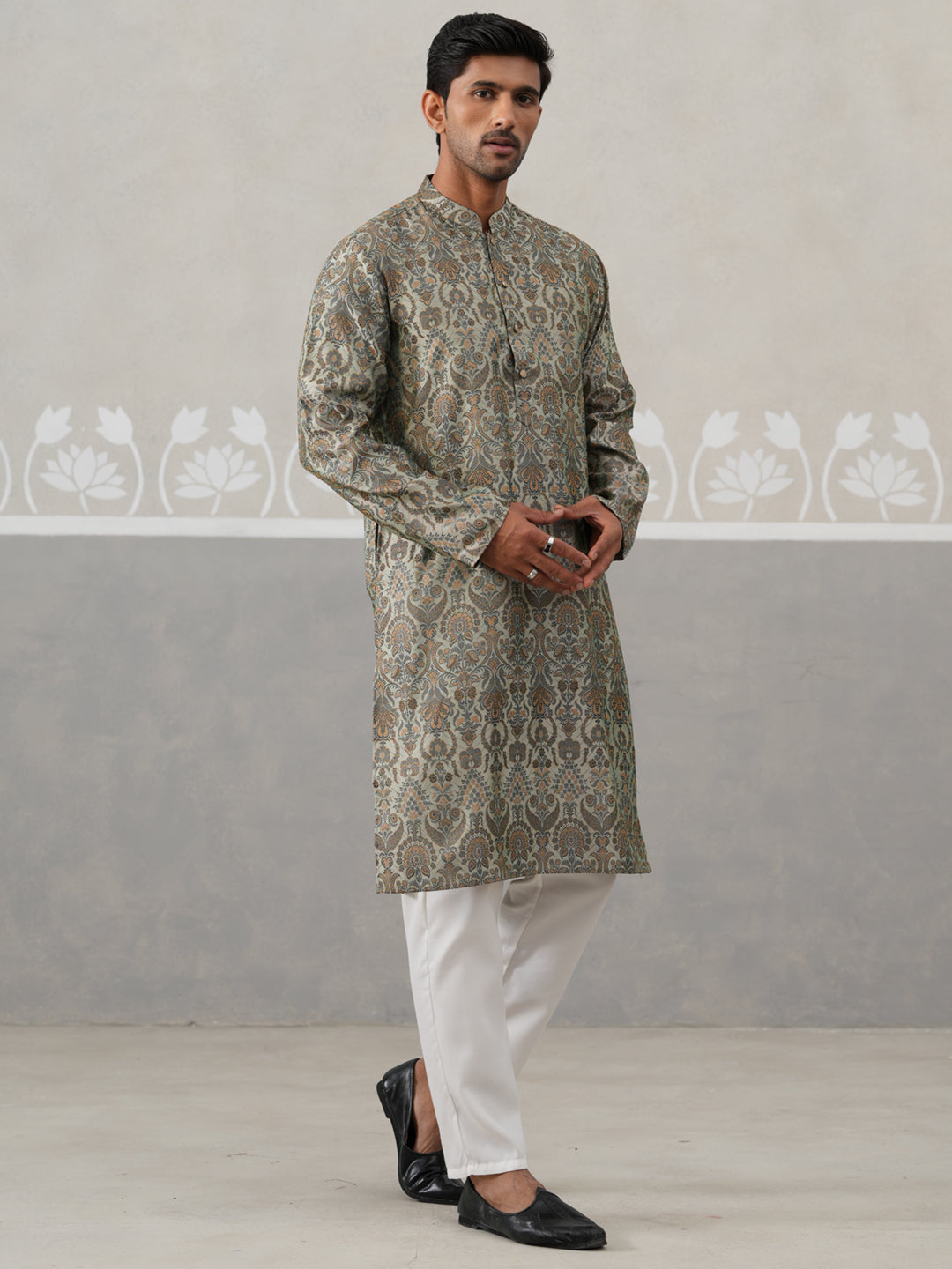Silk Blend Designer Kurta Pyjama for Men ( JOKP P 5311 P 5311Sea-Green ) [FF] [A-1-4]
