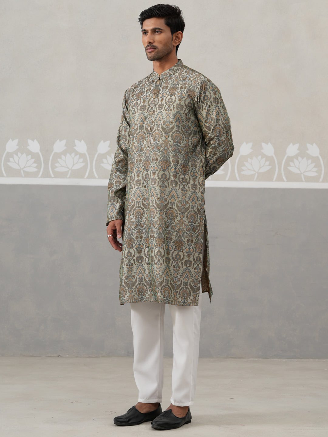 Silk Blend Designer Kurta Pyjama for Men ( JOKP P 5311 P 5311Sea-Green ) [FF] [A-1-4]