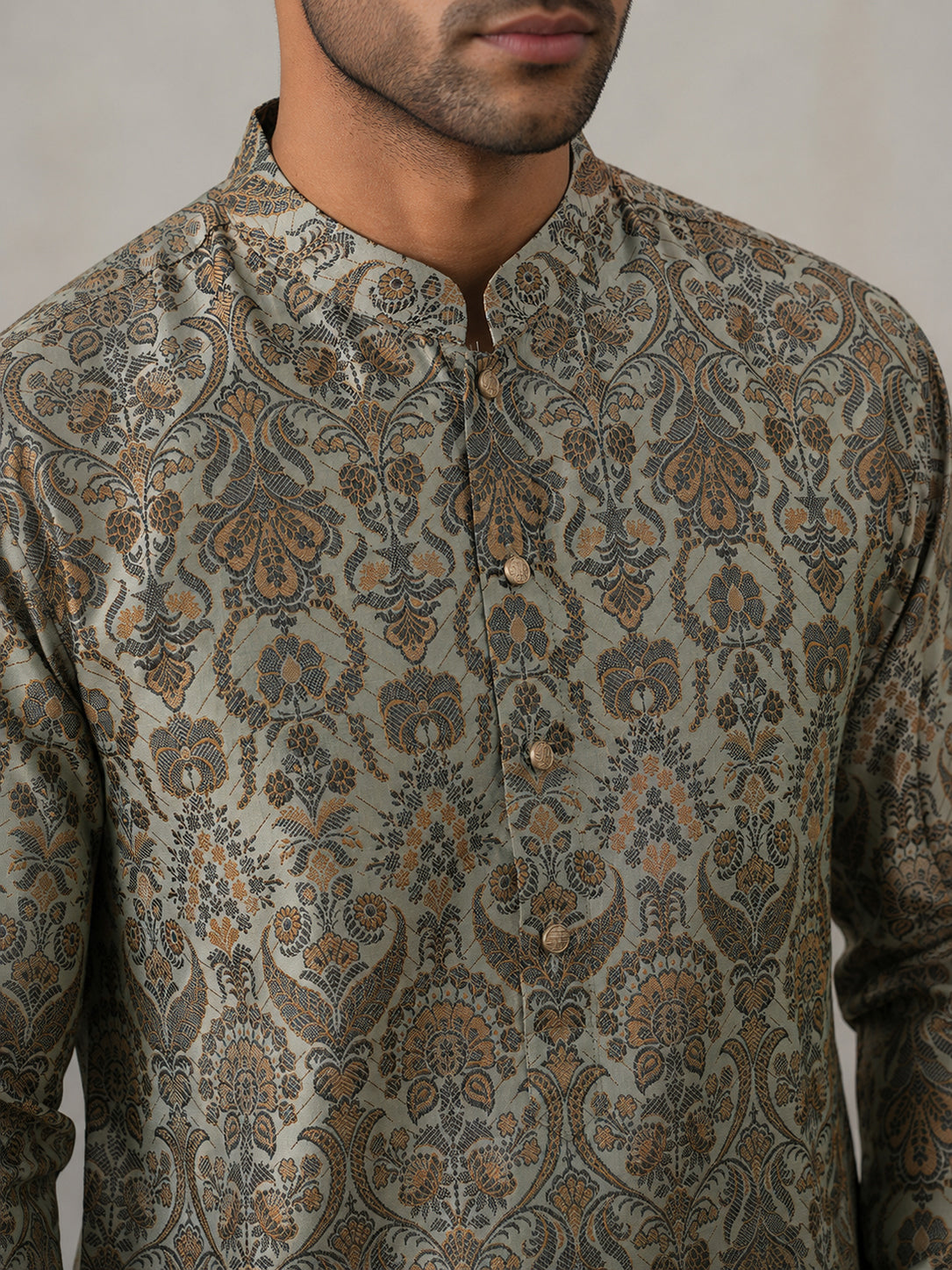 Silk Blend Designer Kurta with Korean Pants