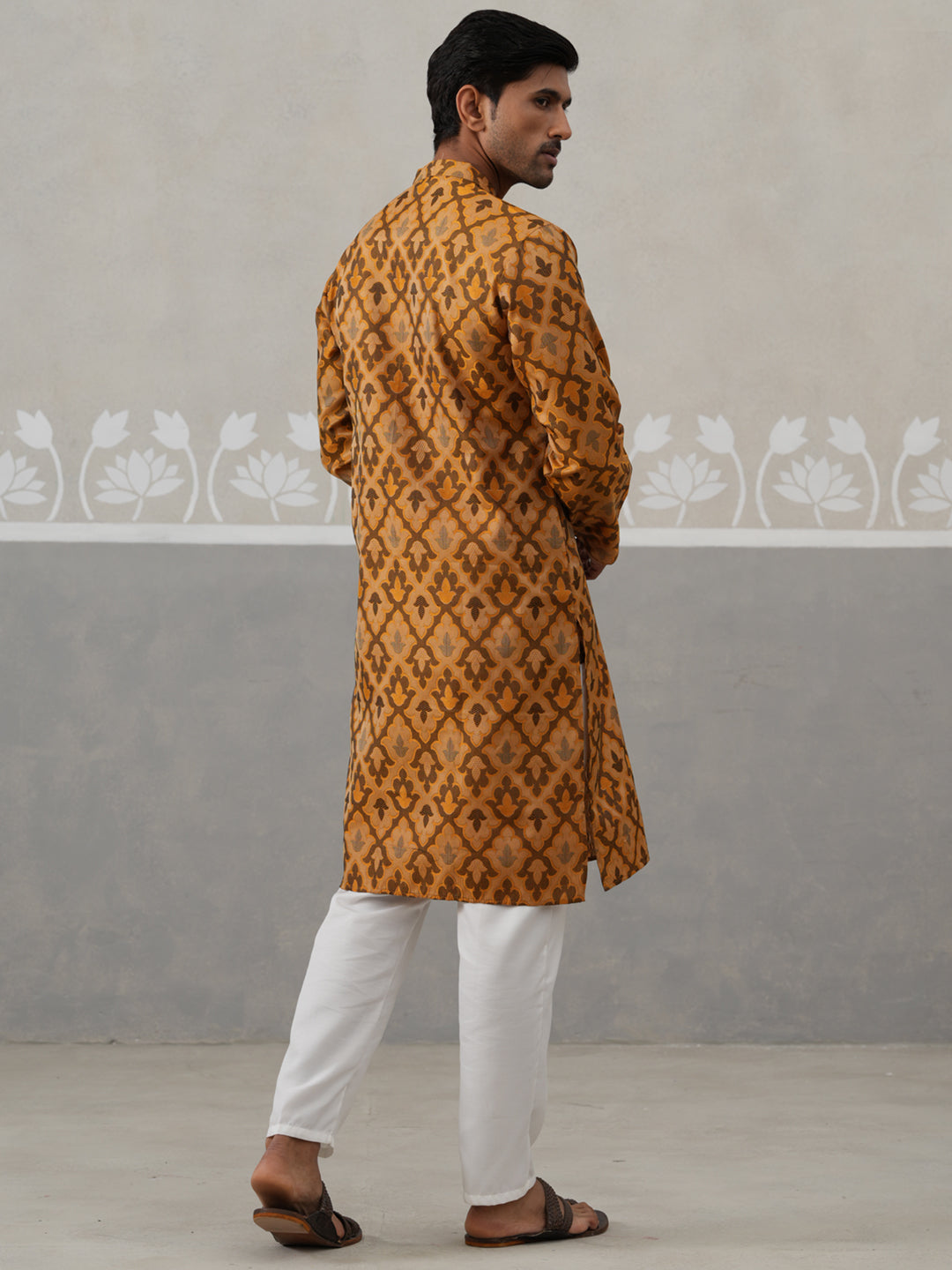 Silk Blend Woven Design Kurta Pyjama Set ( JOKP P 5312 P 5312Mustard ) [FF] [A-1-4]