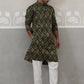 Silk Blend Woven Design Kurta Pyjama Set ( JOKP P 5312 P 5312Olive ) [FF] [A-1-4]