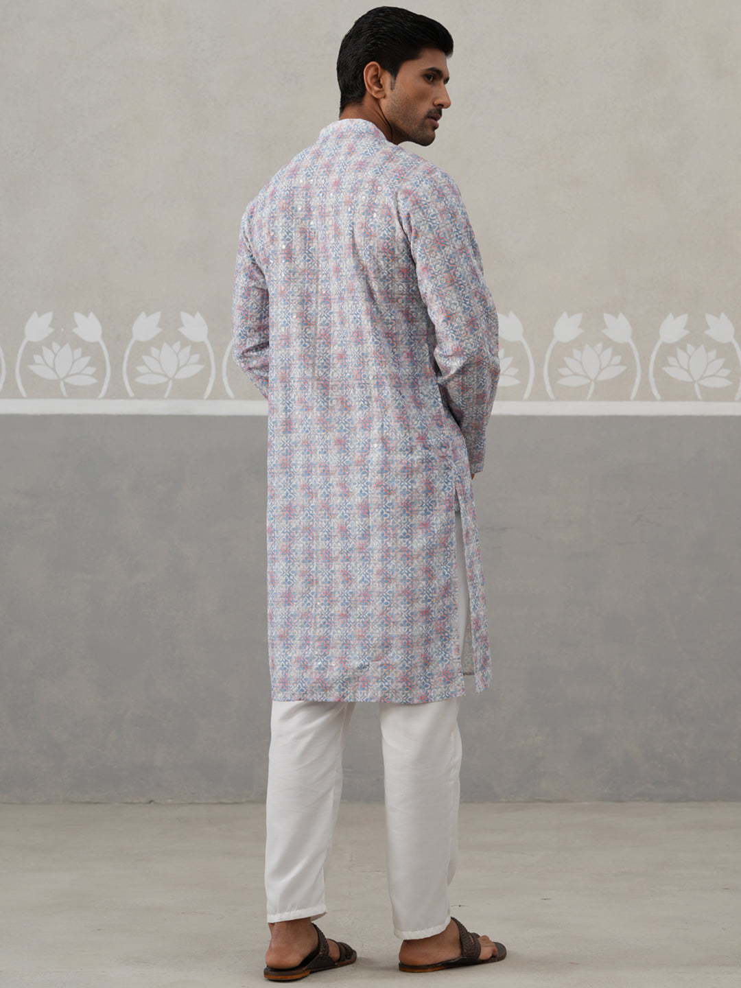 Printed and Emrbroidered Kurta Pyjama Set ( JOKP P 5314Blue ) [FF] [C-10]