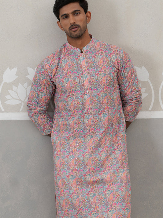 Printed and Emrbroidered Kurta Pyjama Set ( JOKP P 5314Multi ) [FF] [C-10]