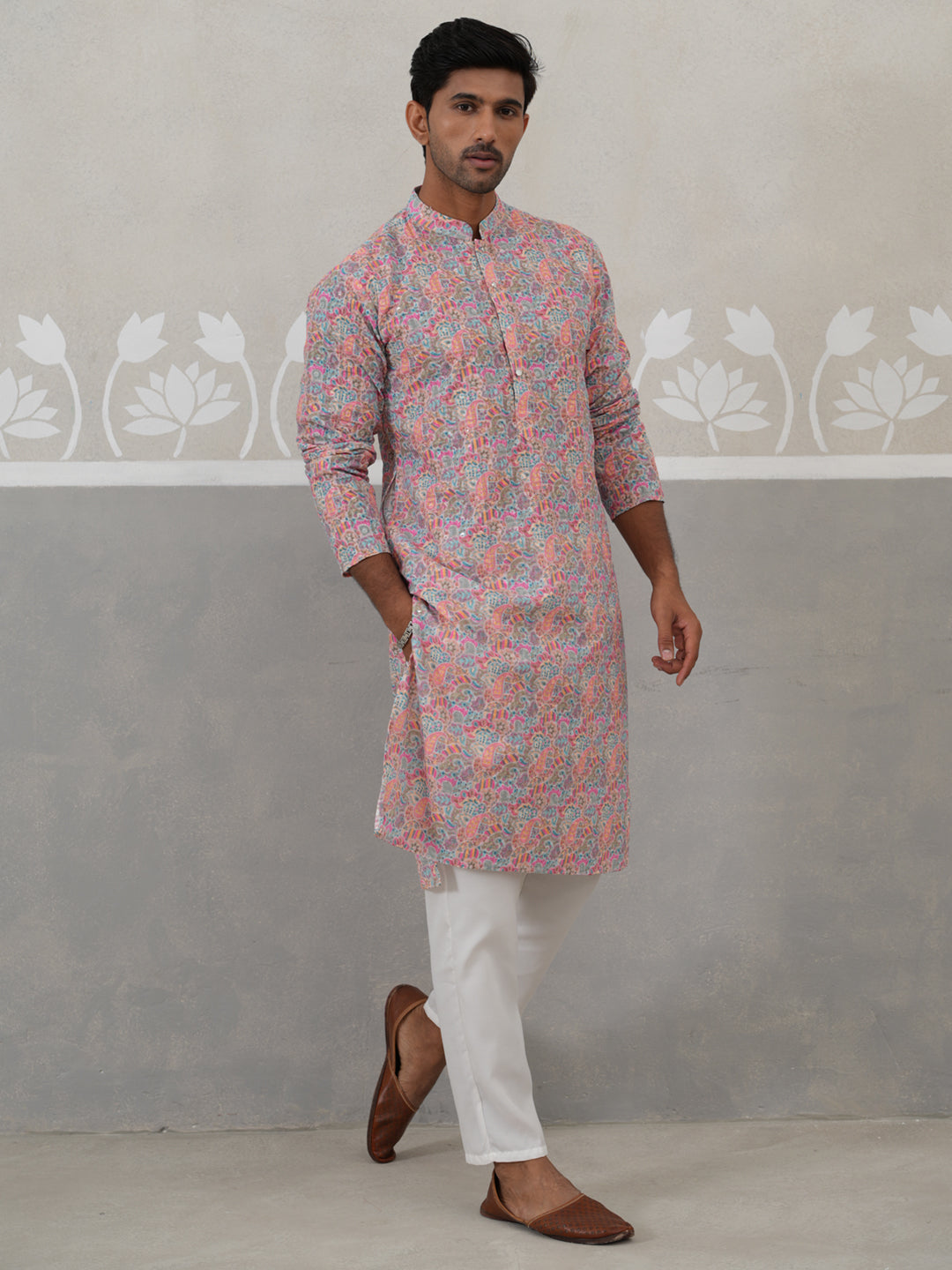 Printed and Emrbroidered Kurta Pyjama Set ( JOKP P 5314Multi ) [FF] [C-10]