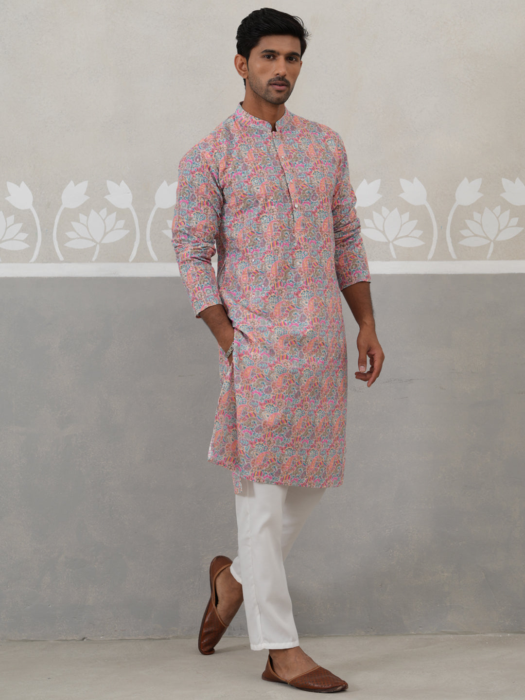 Printed and Emrbroidered Kurta Pyjama Set ( JOKP P 5314Multi ) [FF] [C-10]