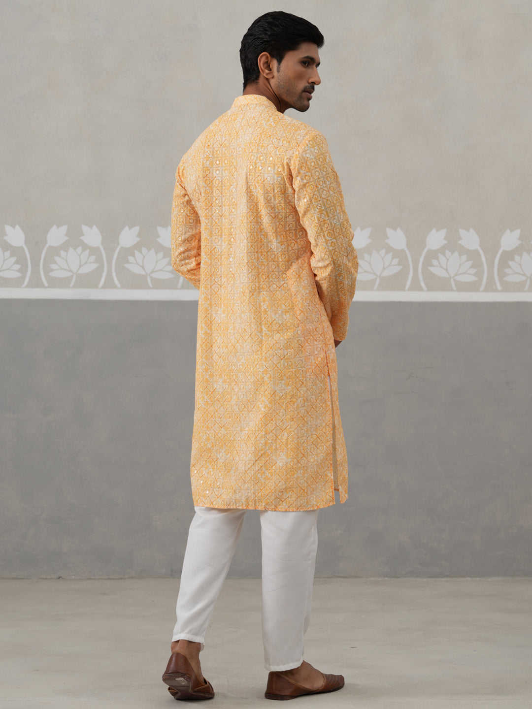Printed and Emrbroidered Kurta Pyjama Set ( JOKP P 5314Orange ) [FF] [C-10]
