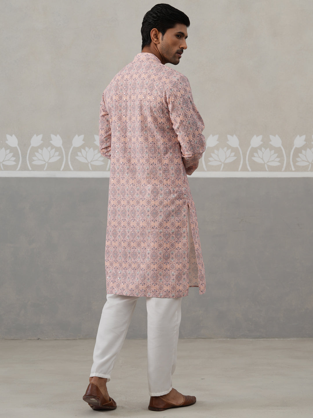 Printed and Emrbroidered Kurta Pyjama Set ( JOKP P 5314 P 5314Peach ) [FF] [C-10]