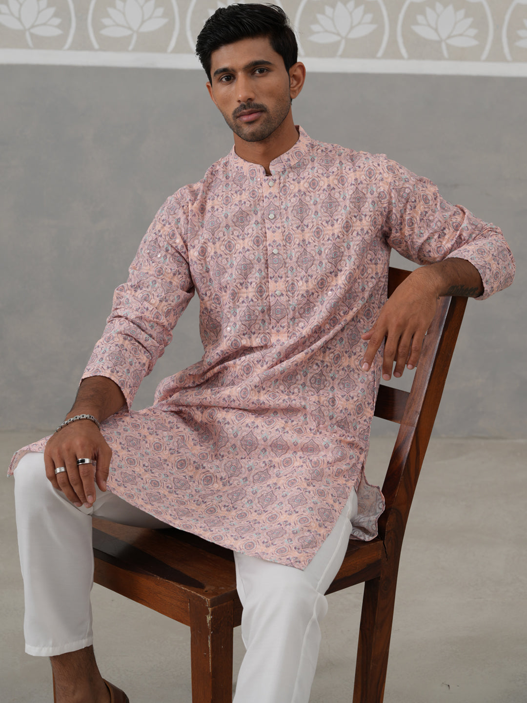 Printed and Emrbroidered Kurta Pyjama Set ( JOKP P 5314 P 5314Peach ) [FF] [C-10]