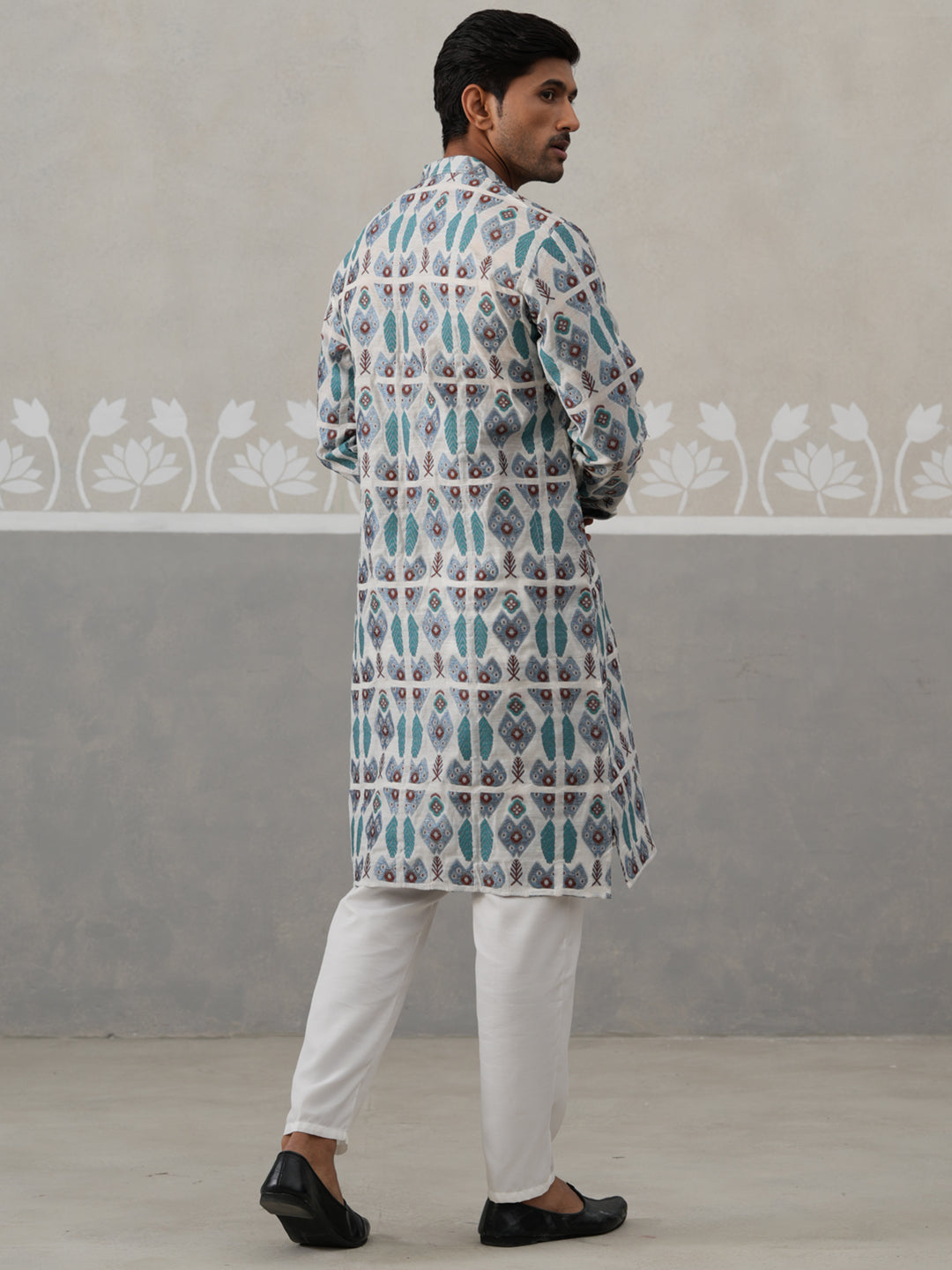 Silk Blend Woven Design Kurta Pyjama Set (JOKP P 5315 Blue ) [FF] [A-1-4]