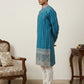 Designer Embroidery Silk Blend Kurta Pyjama for Men ( JOKP P 5317Peacock S ) [FF] [B-1-2]