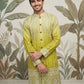 Designer Embroidery Silk Blend Kurta Pyjama for Men ( JOKP P 5317Pista S ) [FF] [B-1-2]