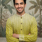 Designer Embroidery Silk Blend Kurta Pyjama for Men ( JOKP P 5317Pista S ) [FF] [B-1-2]