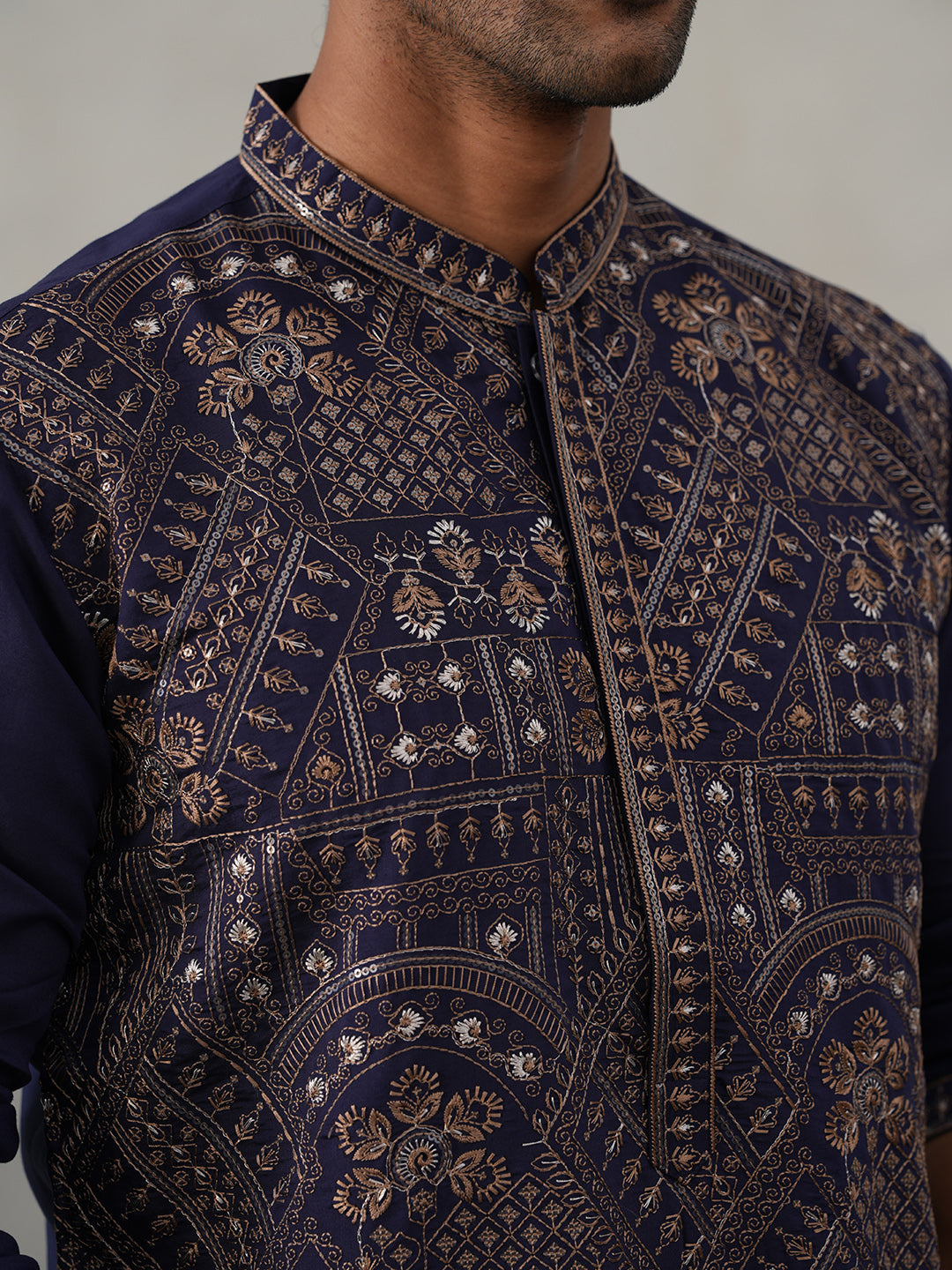 Traditional Embroidered Kurta for Men ( JOKP P 5318 P 5318Navy ) [FF] [A-6-7]