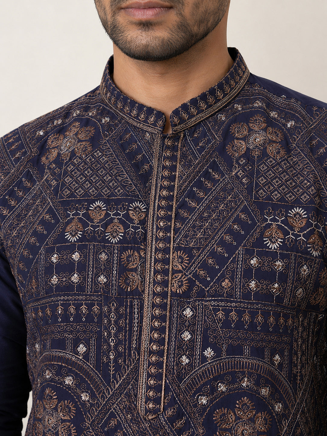 Traditional Embroidered Kurta with Korean Pants