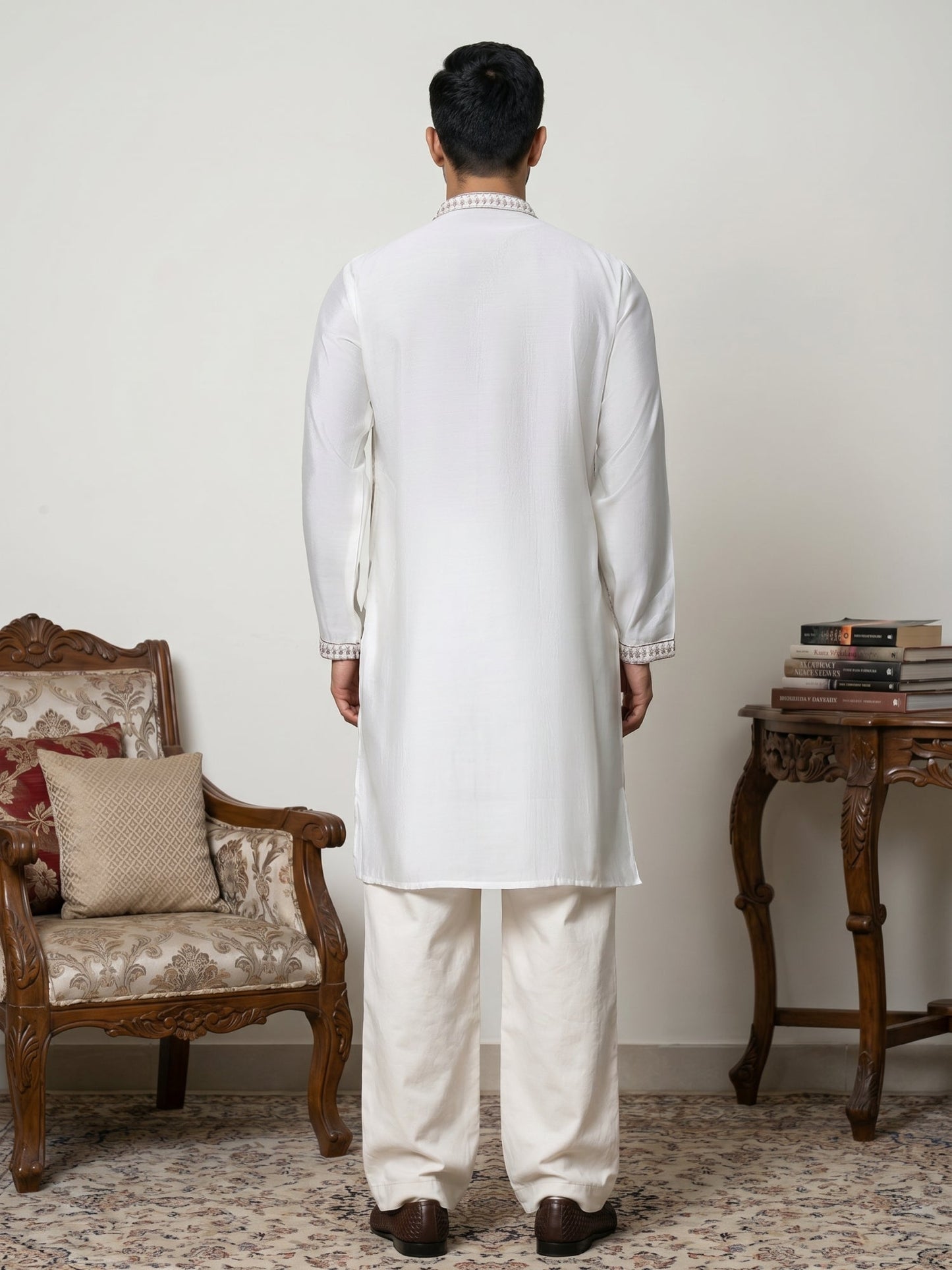 Traditional Embroidered Kurta with Korean Pants