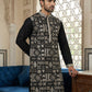 Silk Blend Embroidered Kurta Pyjama Set ( JOKP B-P 5325Black )