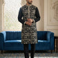 Silk Blend Embroidered Kurta Pyjama Set ( JOKP B-P 5325Black )