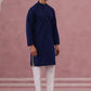 Traditional Cotton Blend Embroidered Kurta Pyjama ( 65KP P 5334Navy S ) [FF] [F-1-2-3-4]