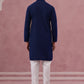 Traditional Cotton Blend Embroidered Kurta Pyjama ( 65KP P 5334Navy S ) [FF] [F-1-2-3-4]