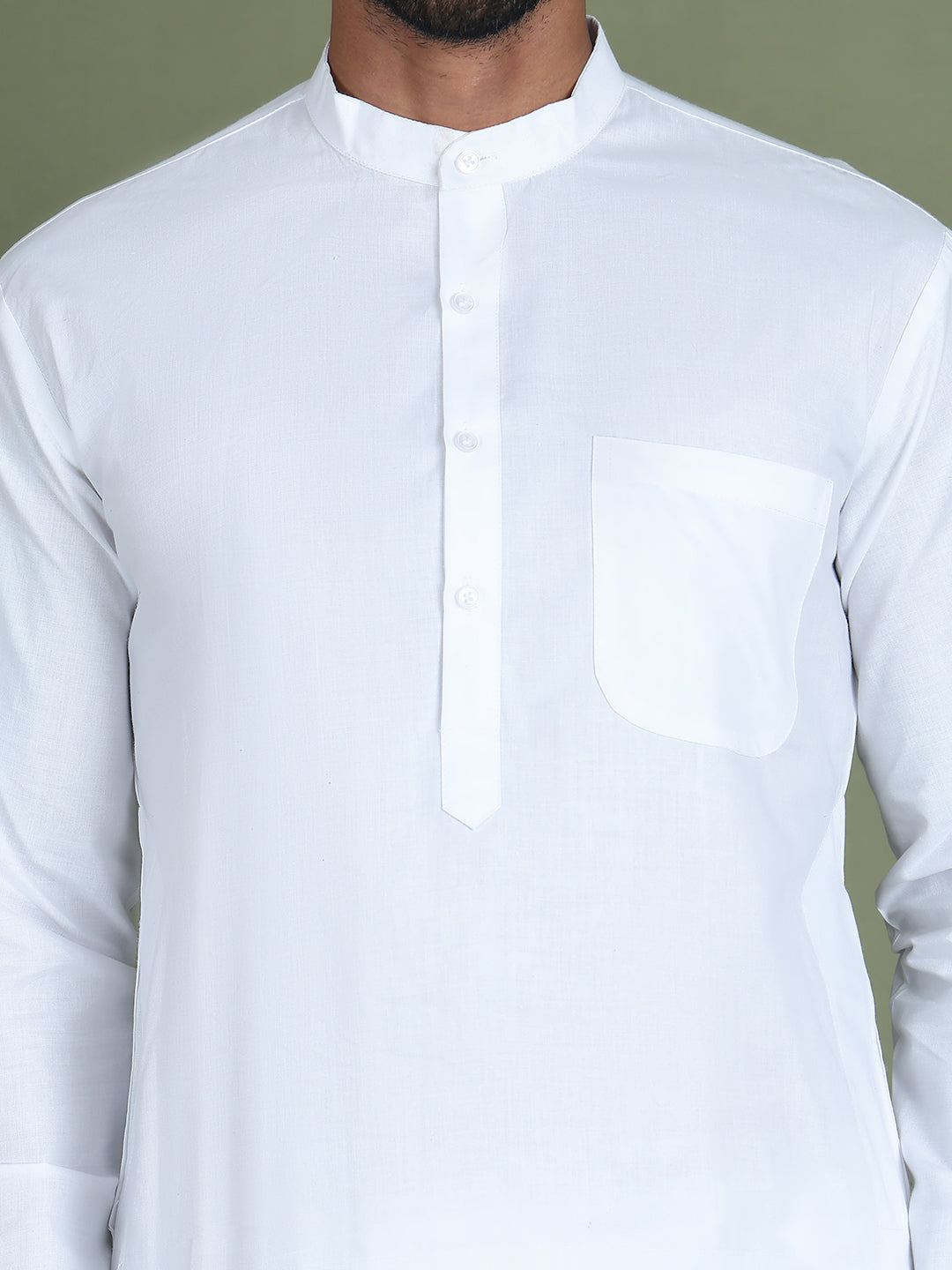White Solid Kurta with Pyjama ( JOKP 555White )